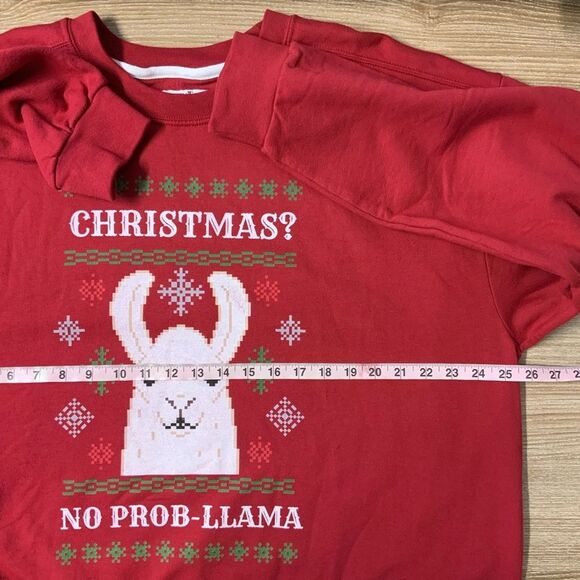 Anvil Men’s Red Christmas Llama Crewneck Sweater Size XLarge - Picture 6 of 14